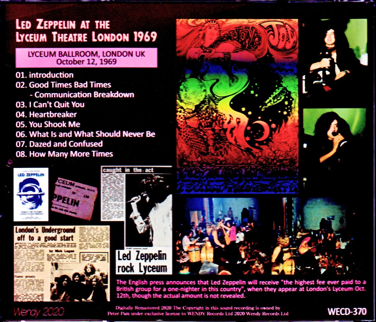 Led Zeppelin/London,UK 10.12.1969 1st Gen・DAT Master