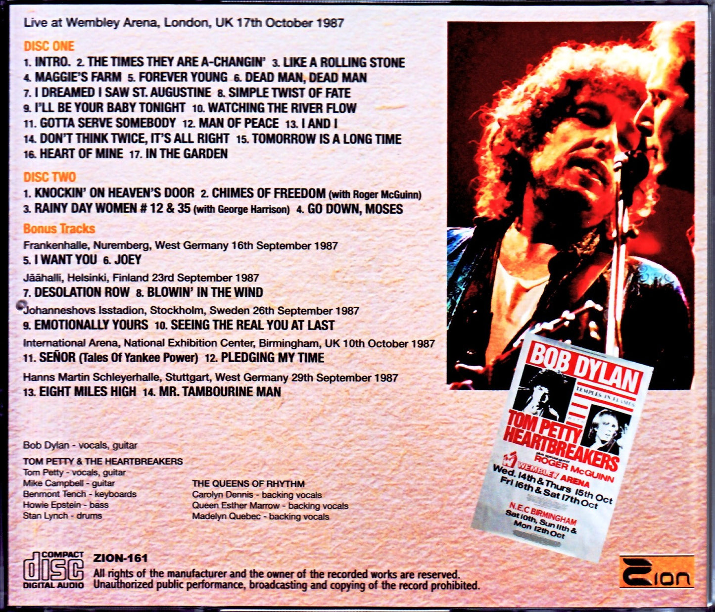 Bob Dylan,Tom Petty and the Heartbreakers/London,UK 10.17.1987 & more