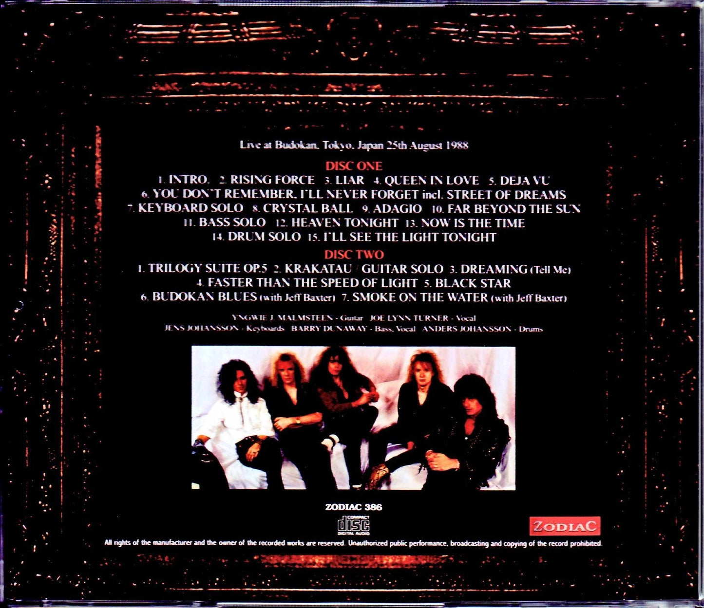 Yngwie Malmsteen Rising Force/Tokyo,Japan 1988