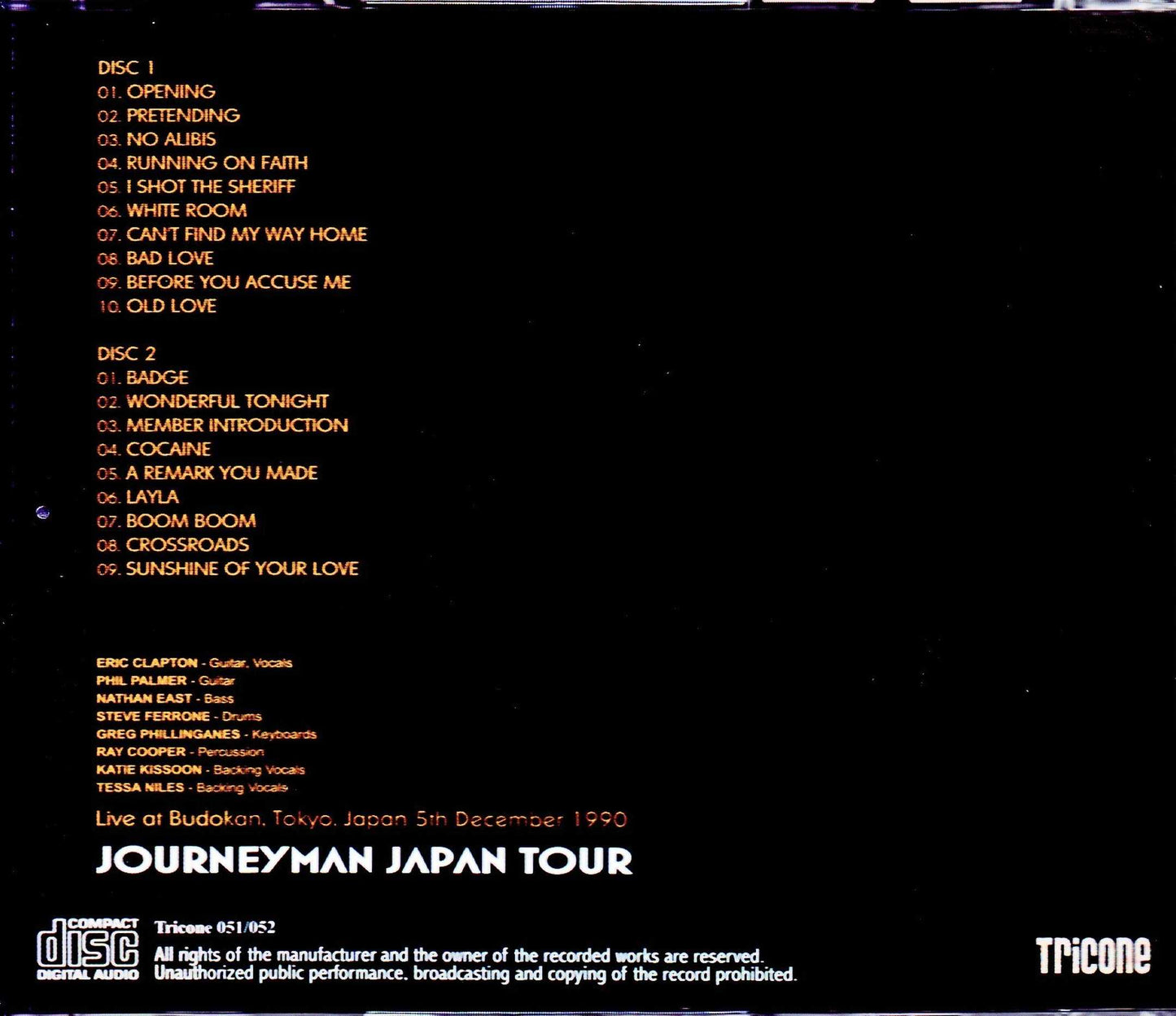 Eric Clapton/Tokyo,Japan 12.5.1990