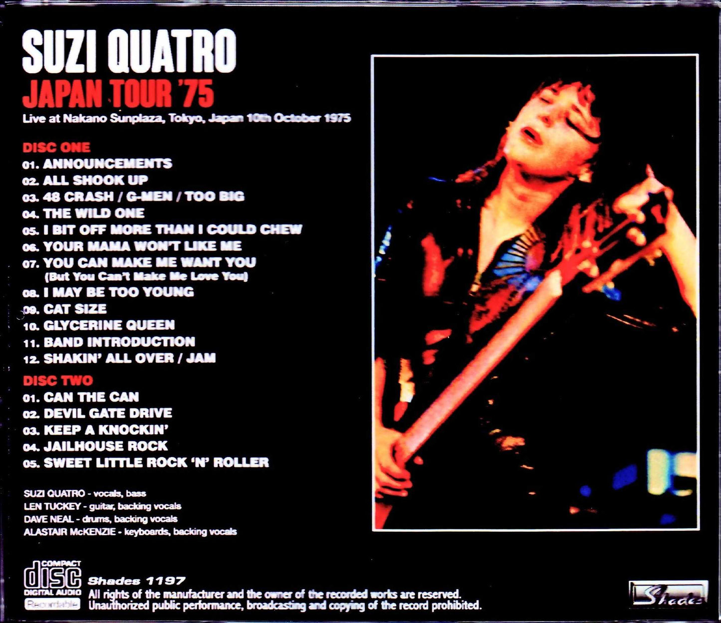 Suzi Quatro/Tokyo,Japan 10.10.1975