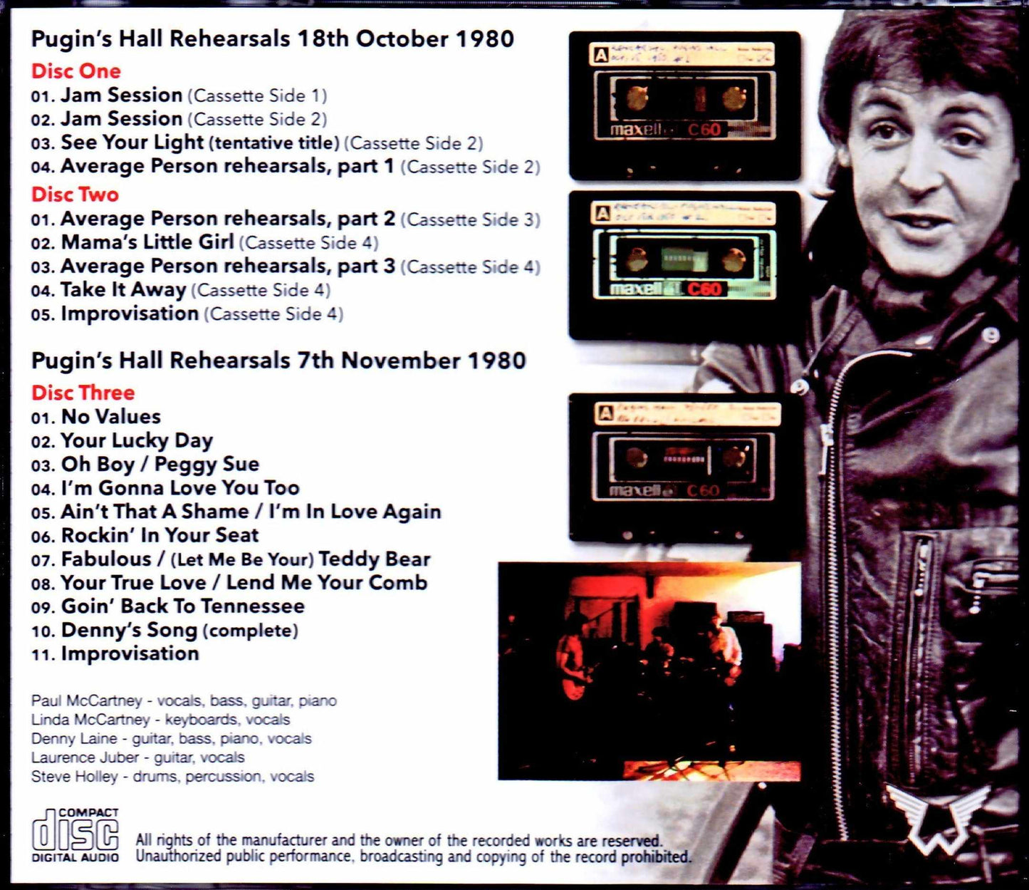 Paul McCartney,Wings/UK 1980 Rehearsals 2Days Upgrade