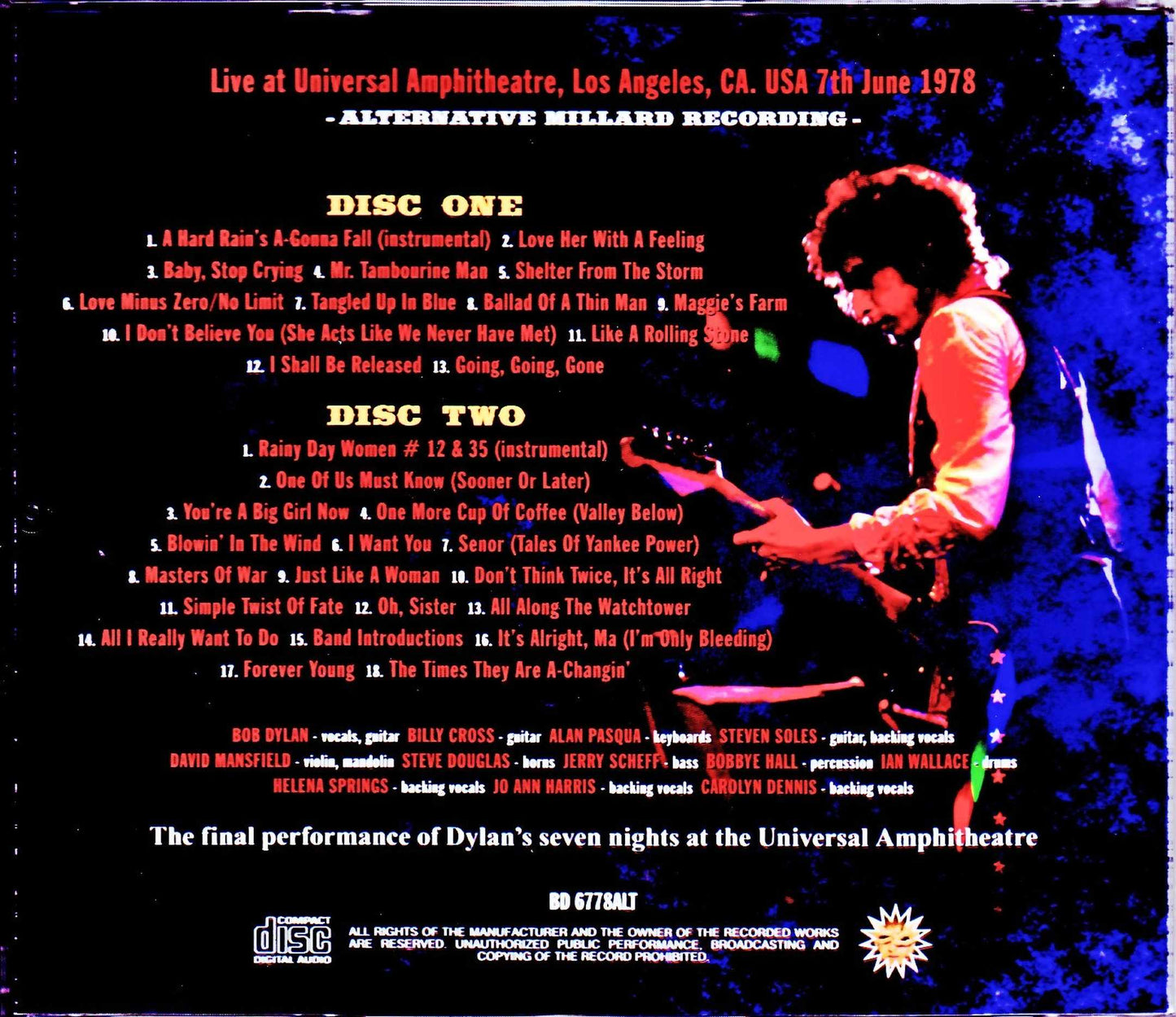 Bob Dylan/CA,USA 6.7.1978 Alternate Millard Recording