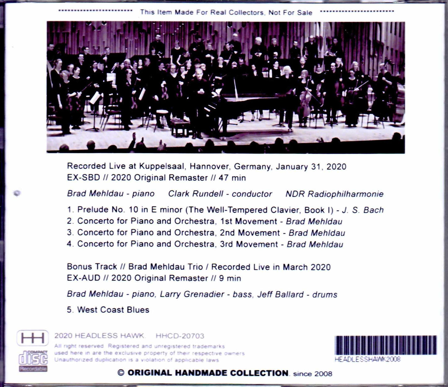 Brad Mehldau,Clark Rundelf NDR RadioPhilharmonie/Germany 2020
