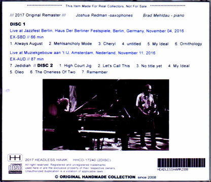 Brad Mehldau,Joshua Redman/Germany 2016