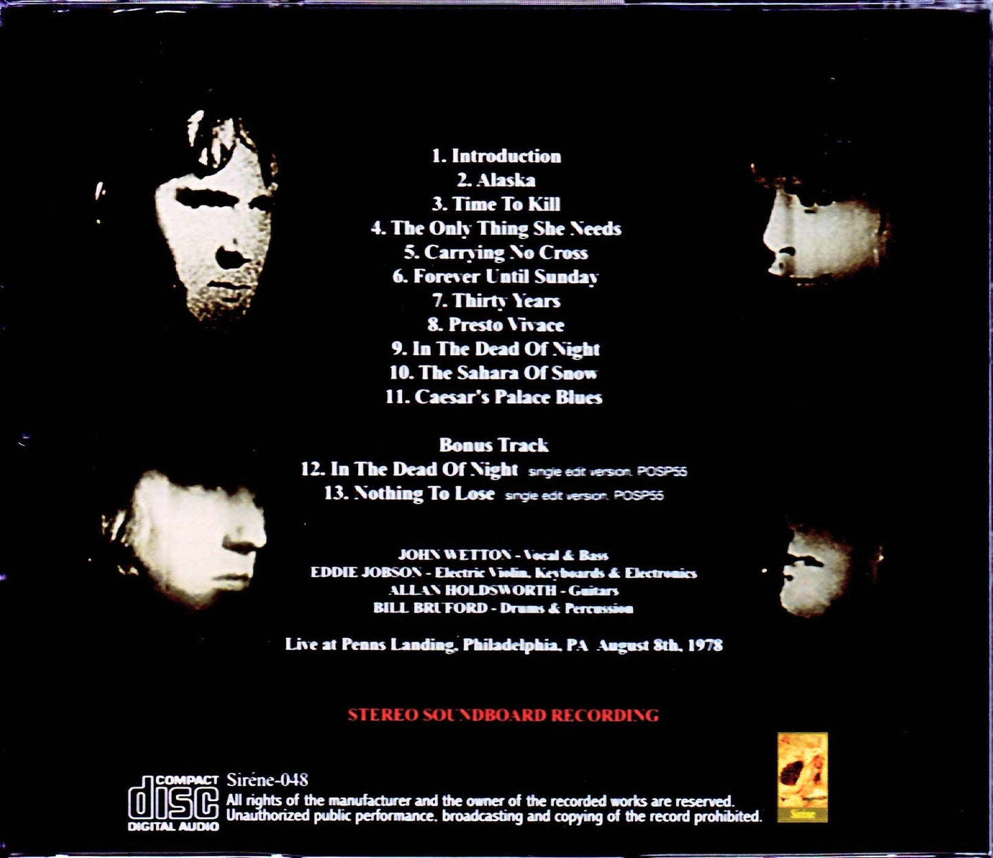 U.K. Allan Holdsworth,John Wetton/PA,USA 1978 & more