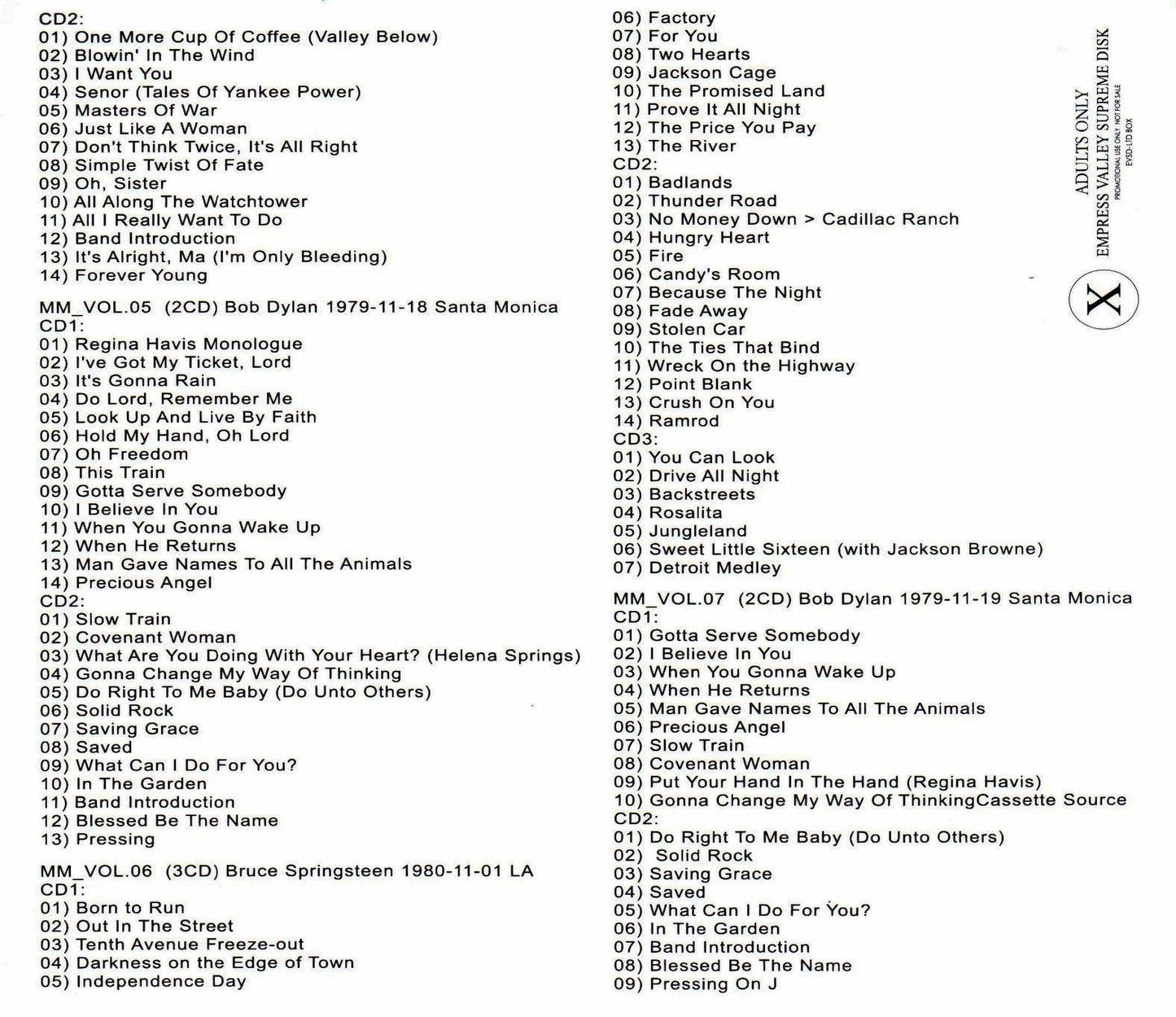 Bob Dylan,Bruce Springsteen/Mike Millard Recording History Vol.1
