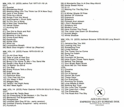 Bob Dylan, Bruce Springsteen, Eagles, Linda Ronstadt, Jethro Tull Faces, Peter Gabriel, Jackson Browne/Mike Millard Recording History Vol.2