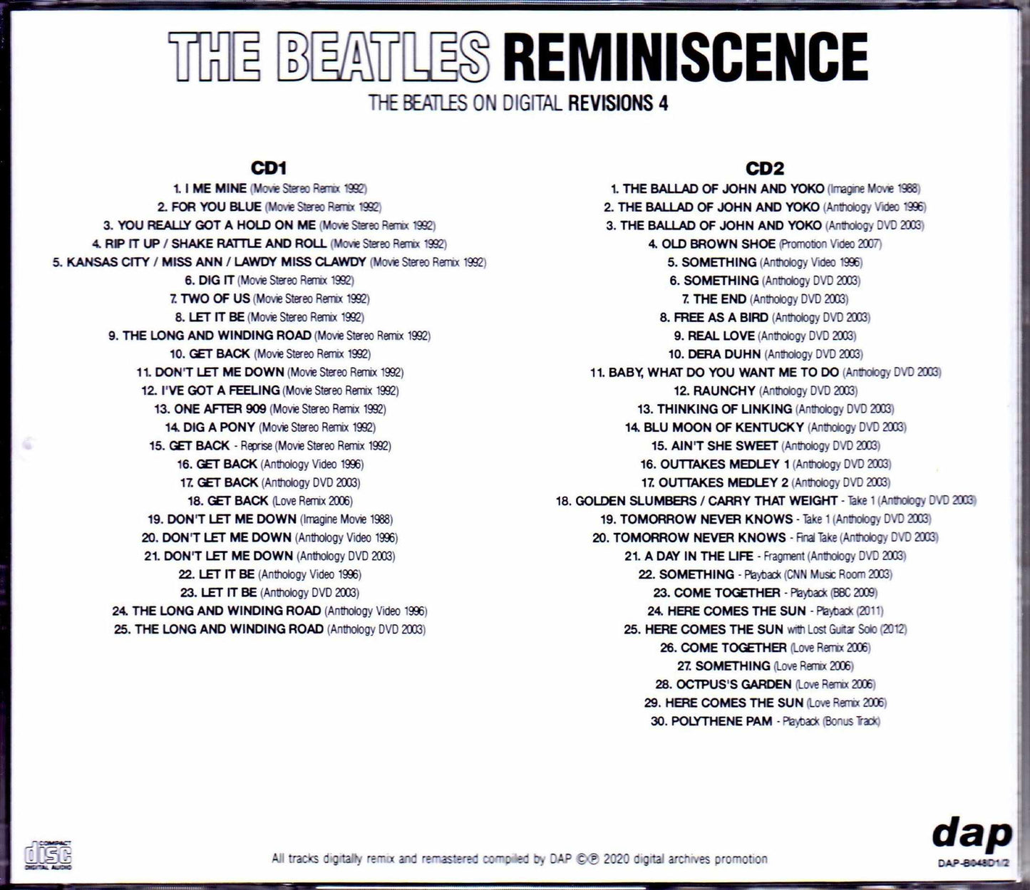 Beatles/Reminiscence Digital Revisions 4