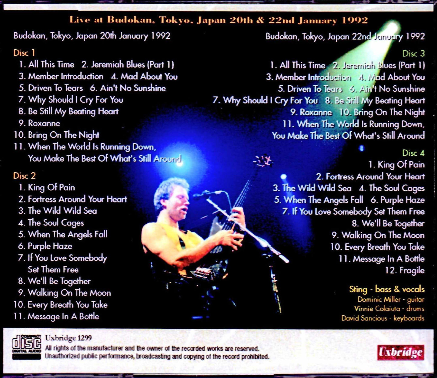 Sting/Tokyo,Japan 1992 2Days