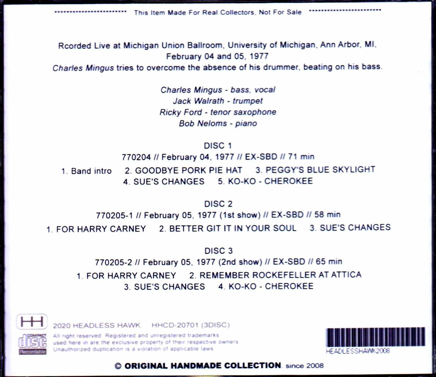 Charles Mingus/MI,USA 1977 2Days