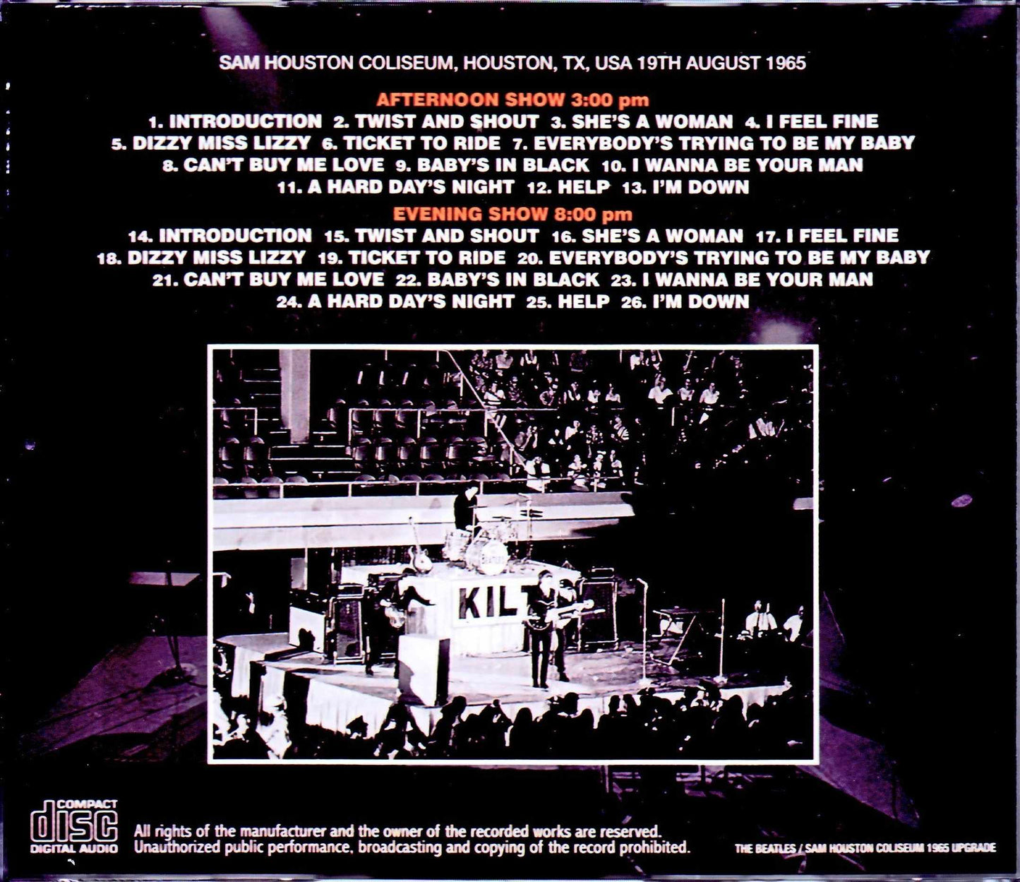 Beatles/TX,USA 1965 2Shows Upgrade