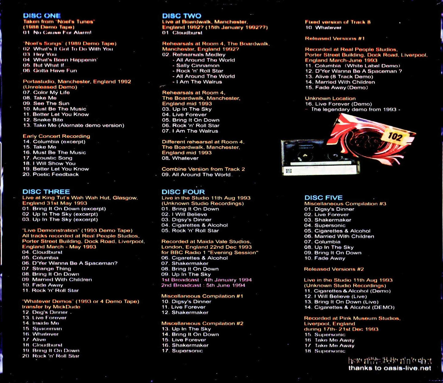 Oasis/Everything the Band Recorded Between 1988-1993