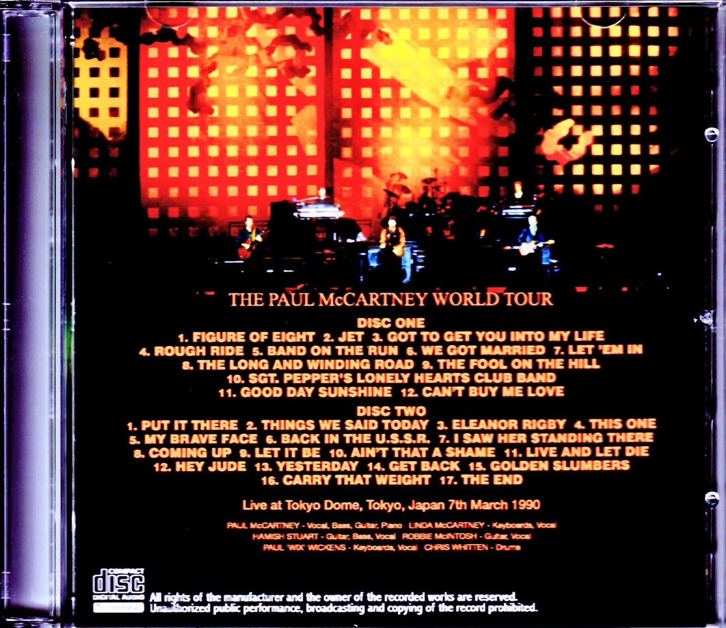 Paul McCartney/Tokyo,Japan 3.7.1990