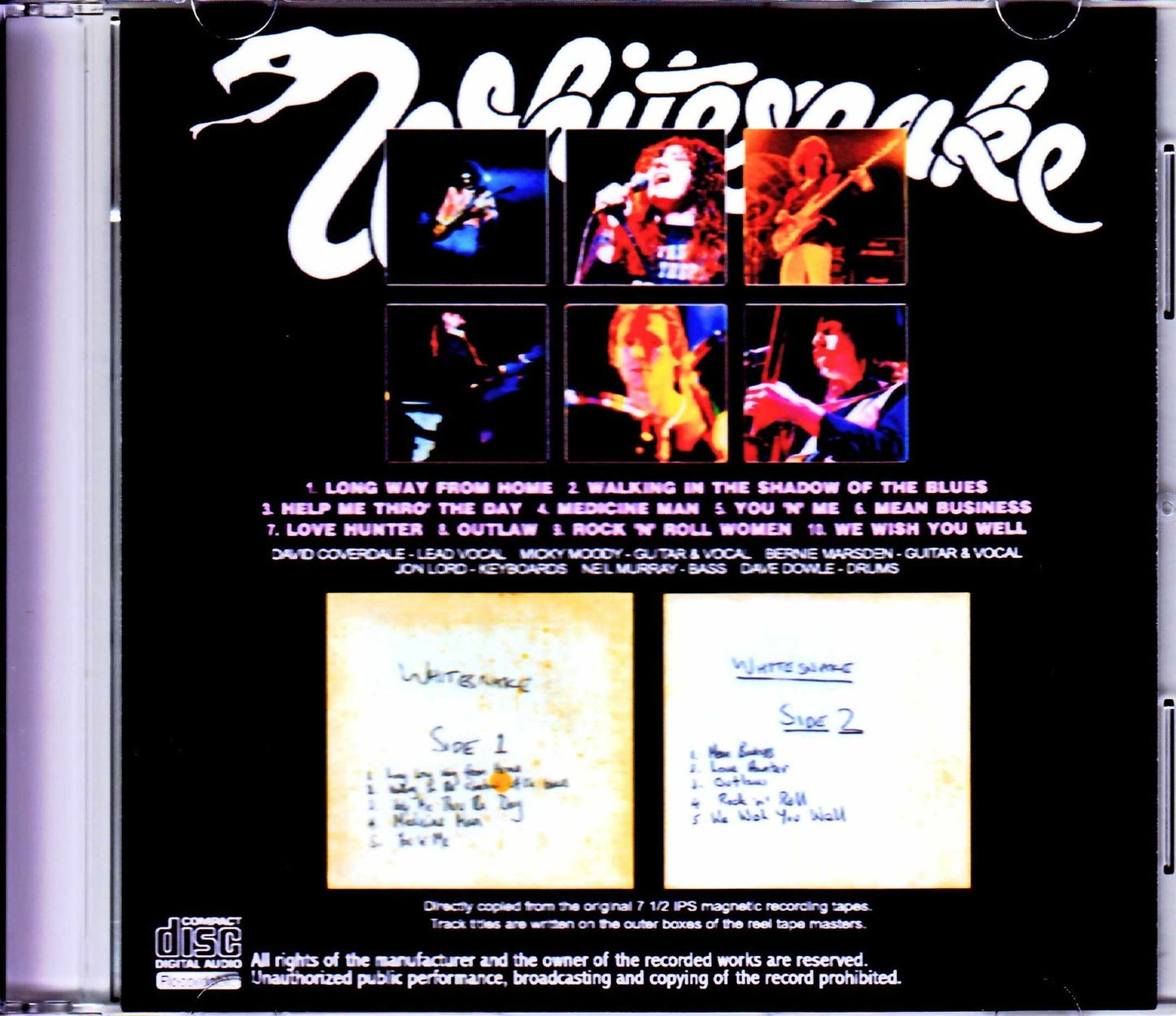 Whitesnake/Lovehunter Original 7 1/2 IPS Magnetic Recording Tapes