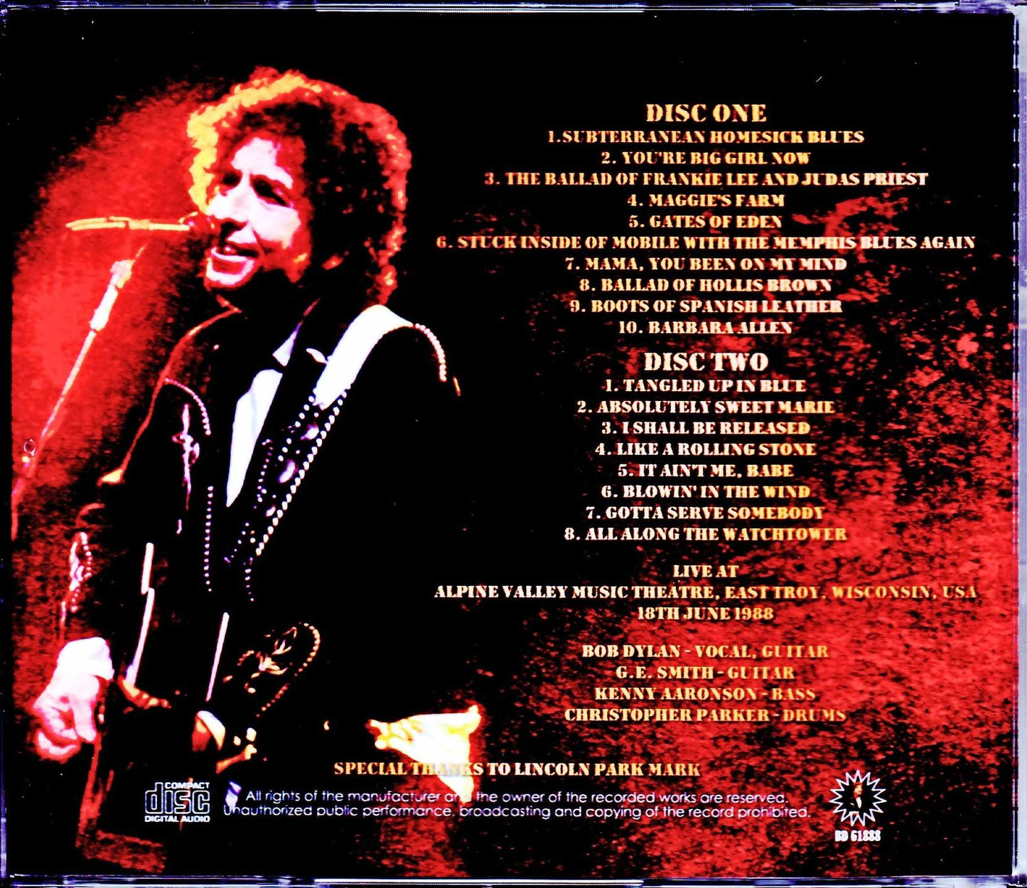 Bob Dylan/WI,USA 1988 Complete