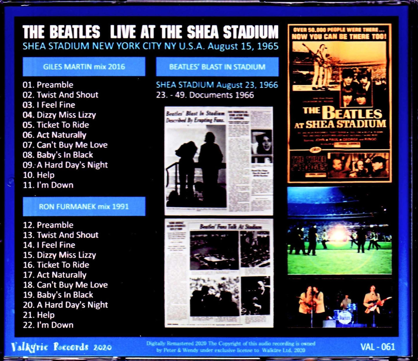 Beatles/New York Shea Stadium performance 1965 3 parts