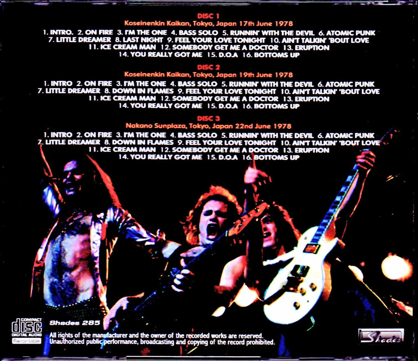 Van Halen/Tokyo,Japan 1978 3Days Complete