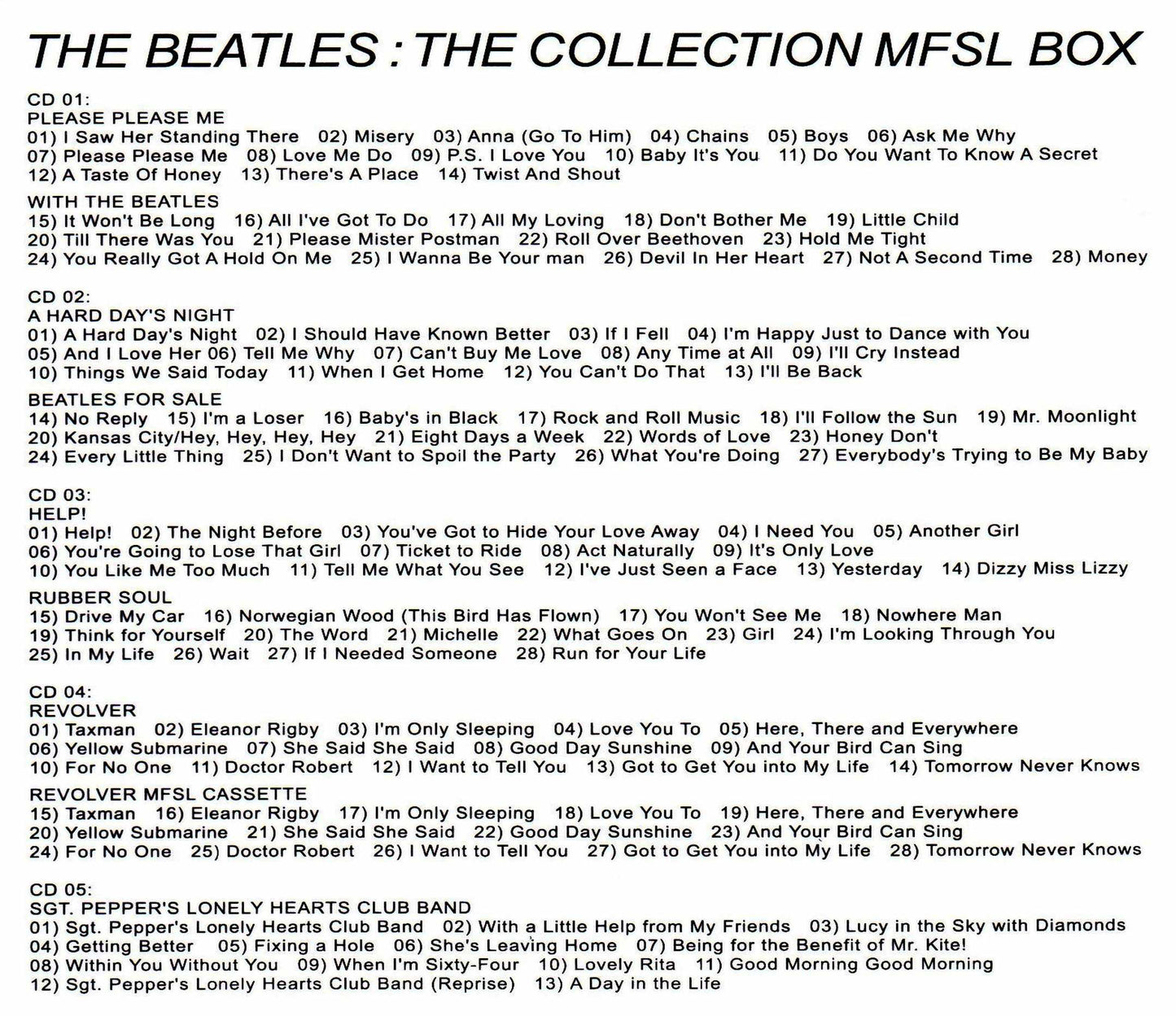 Beatles/Mobile Fidelity Sound Lab High Quality Collection
