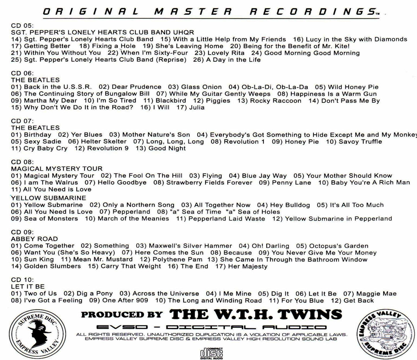 Beatles/Mobile Fidelity Sound Lab High Quality Collection
