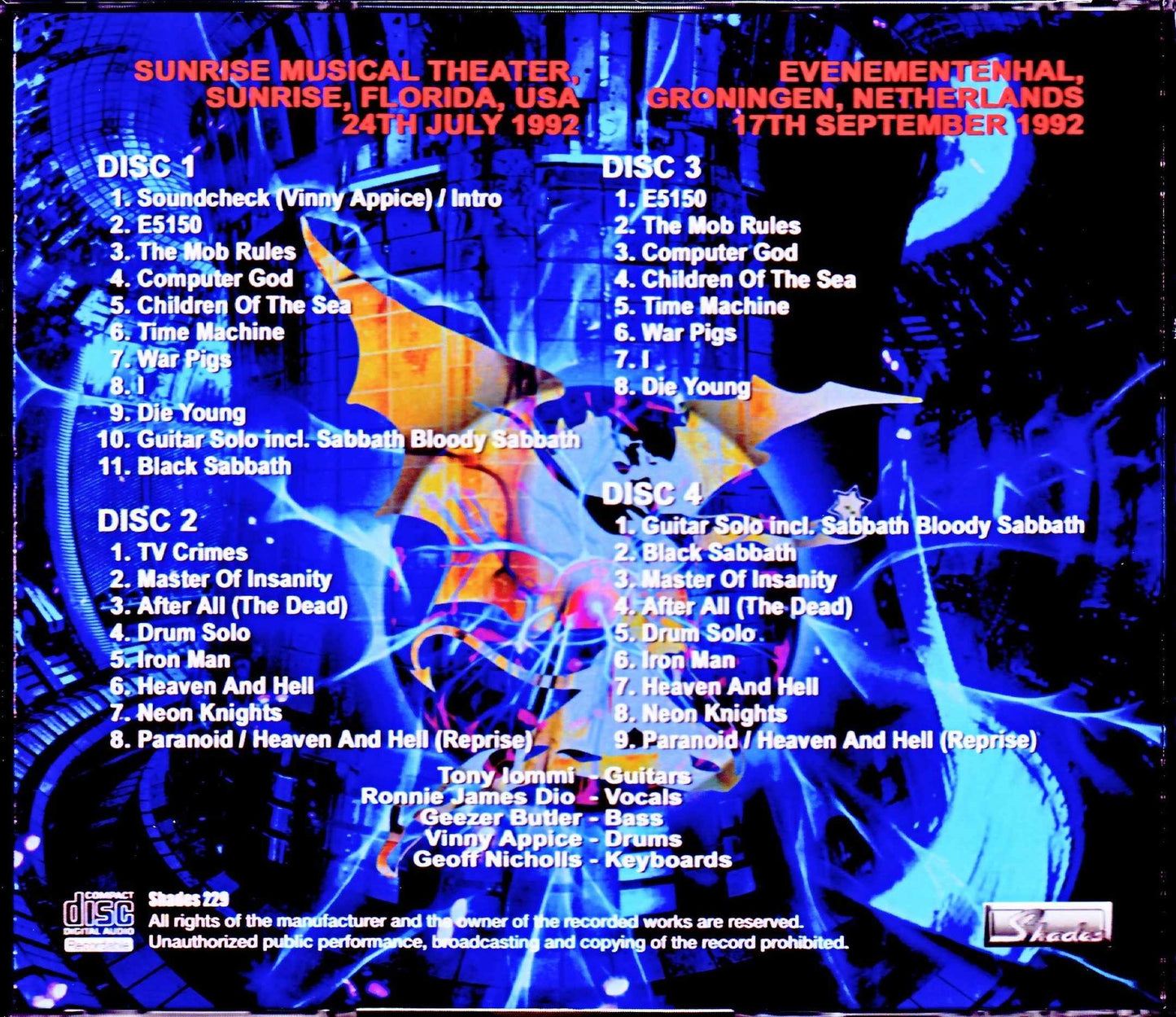 Black Sabbath,Dio/FL,USA 1992 & more