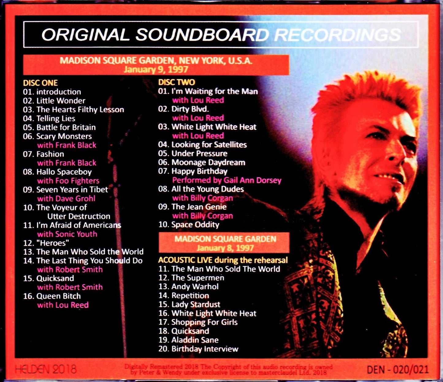 David Bowie/Bowie 50th Celebration Concert 1997 & Rehearsal