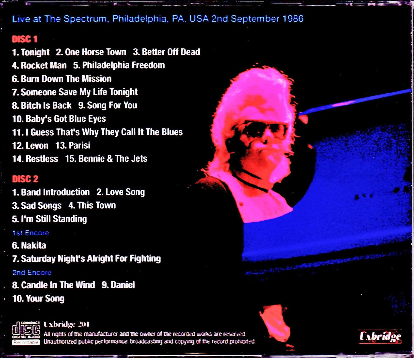 Elton John/PA, USA 1986