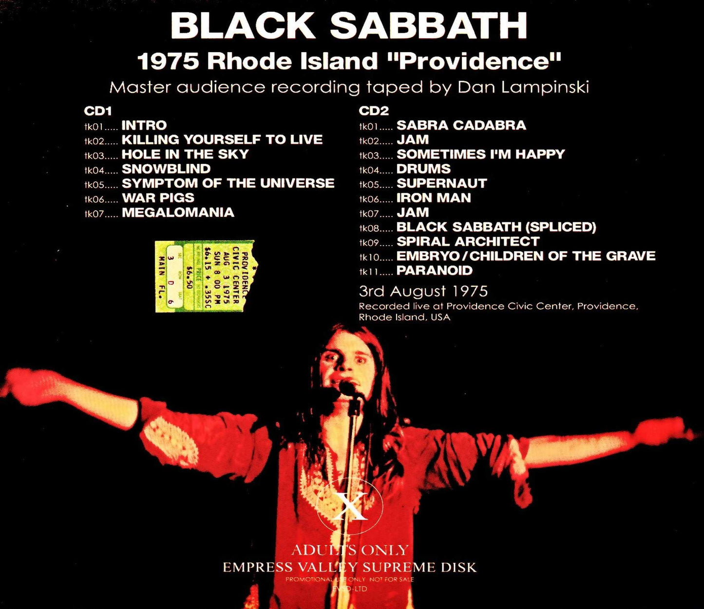 Black Sabbath/Sabotage Live Millard vs. Lampinski CA, USA 1975 & more