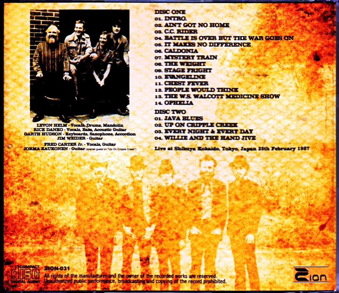 The Band/Tokyo,Japan 2.25.1987