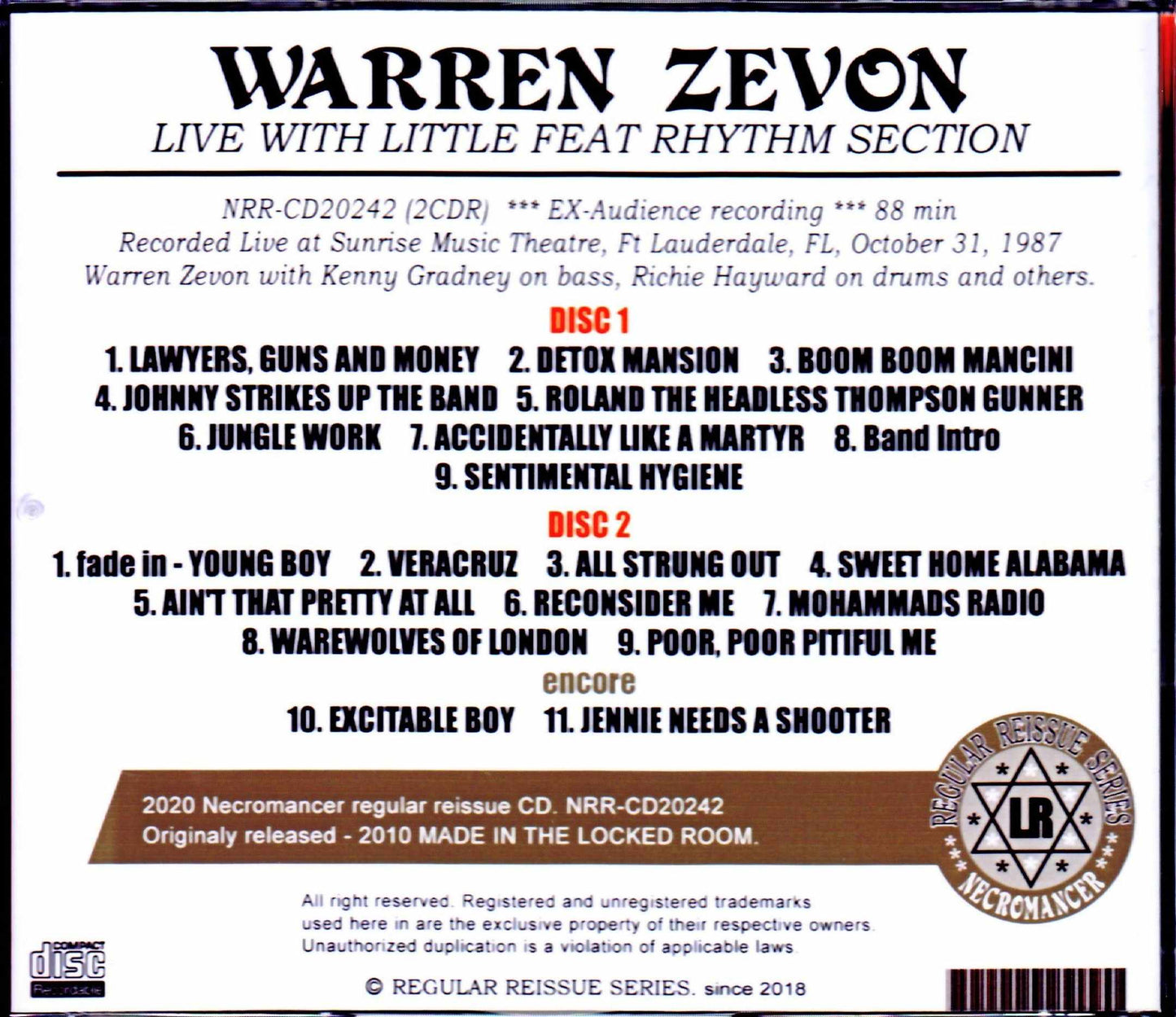Warren Zevon/FL, USA 1987