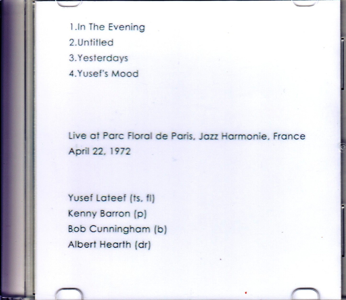 Yusef Lateef Quartet,Kenny Barron/France 1972