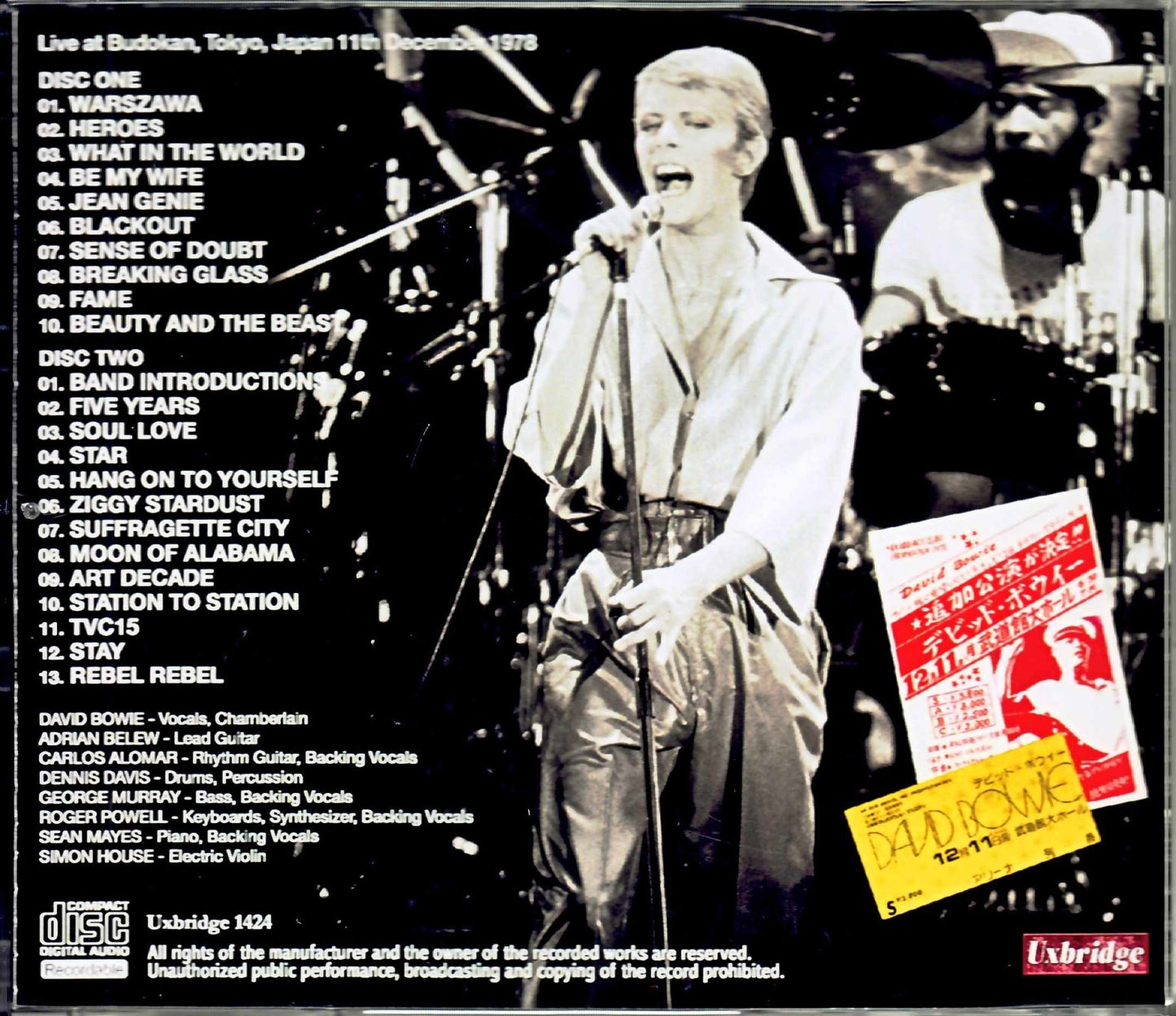 David Bowie/Tokyo,Japan 1978 3Source Matrix
