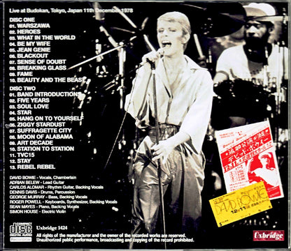 David Bowie/Tokyo,Japan 1978 3Source Matrix