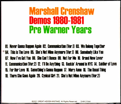 Marshall Crenshaw/Pre Warner Years Demos 1980-1981