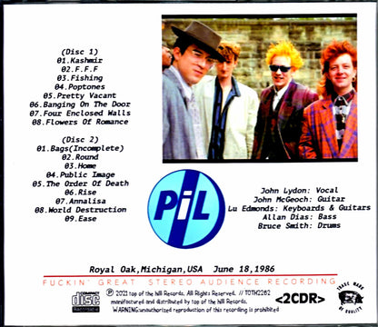 P.I.L. Public Image Ltd./MI,USA 1986