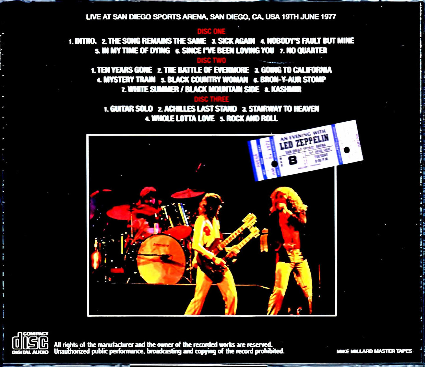 Led Zeppelin/CA,USA 6.19.1977 Mike Millard Master Tapes Upgrade