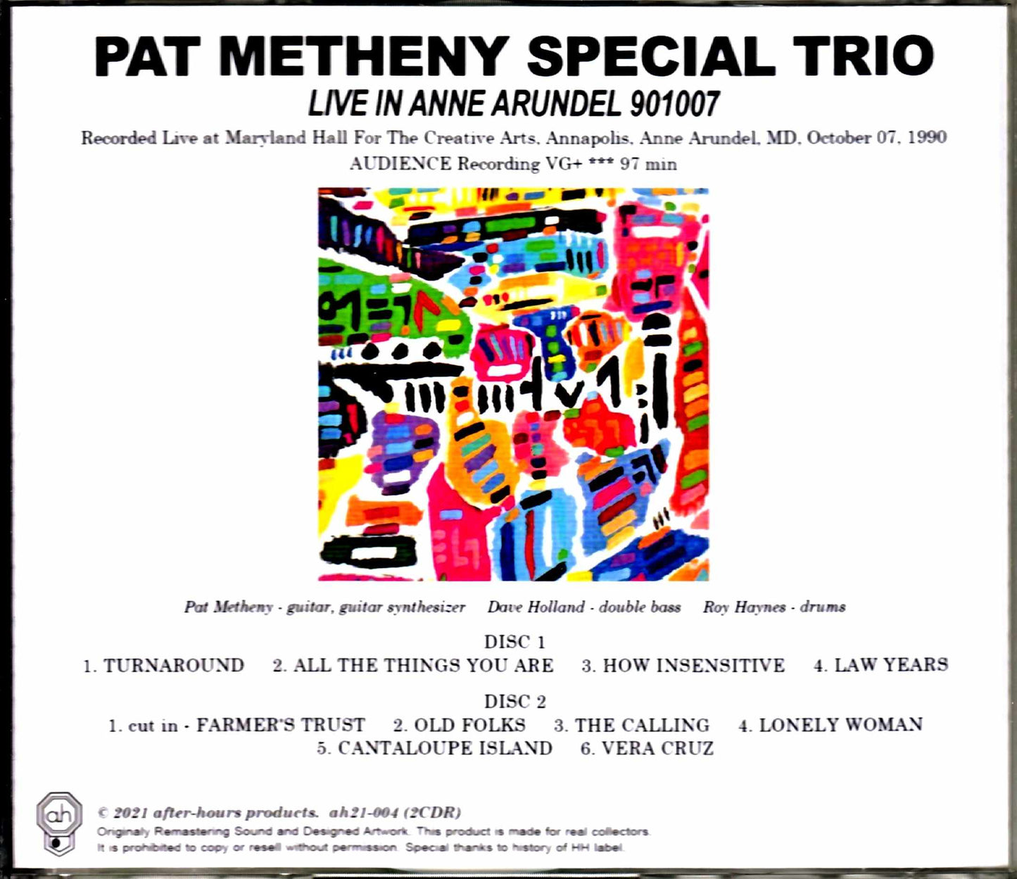 Pat Metheny Special Trio/MD, USA 1990 Complete