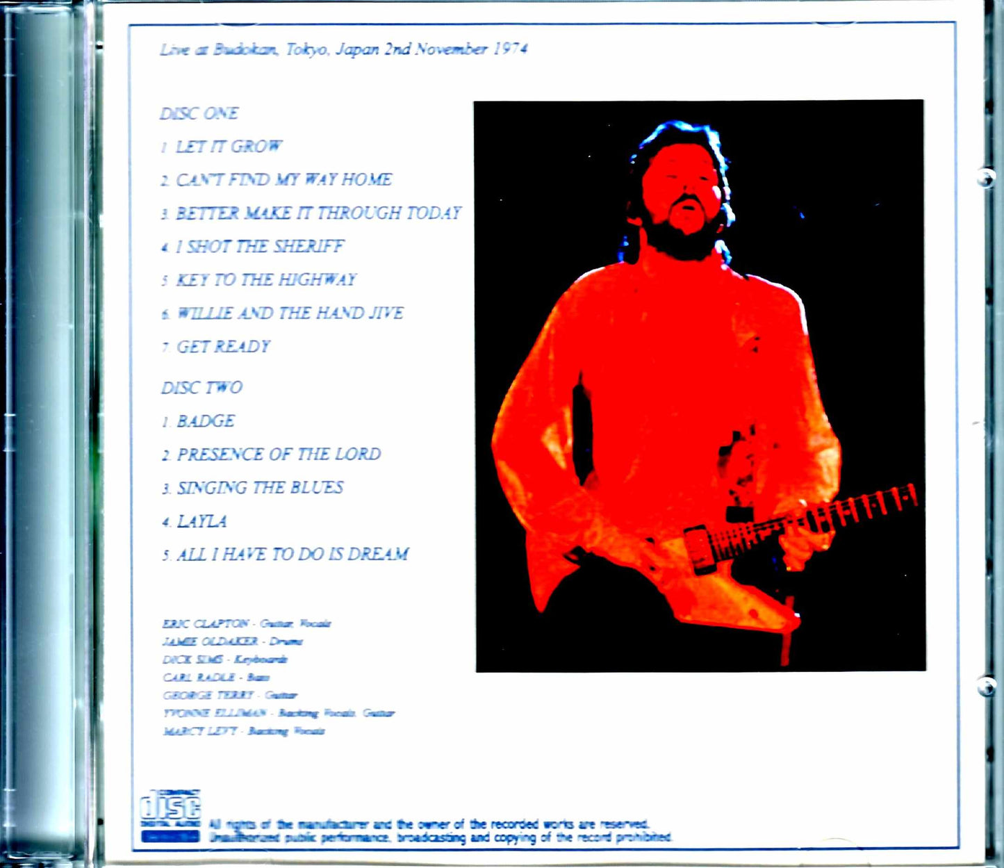 Eric Clapton/Tokyo,Japan 11.2.1974