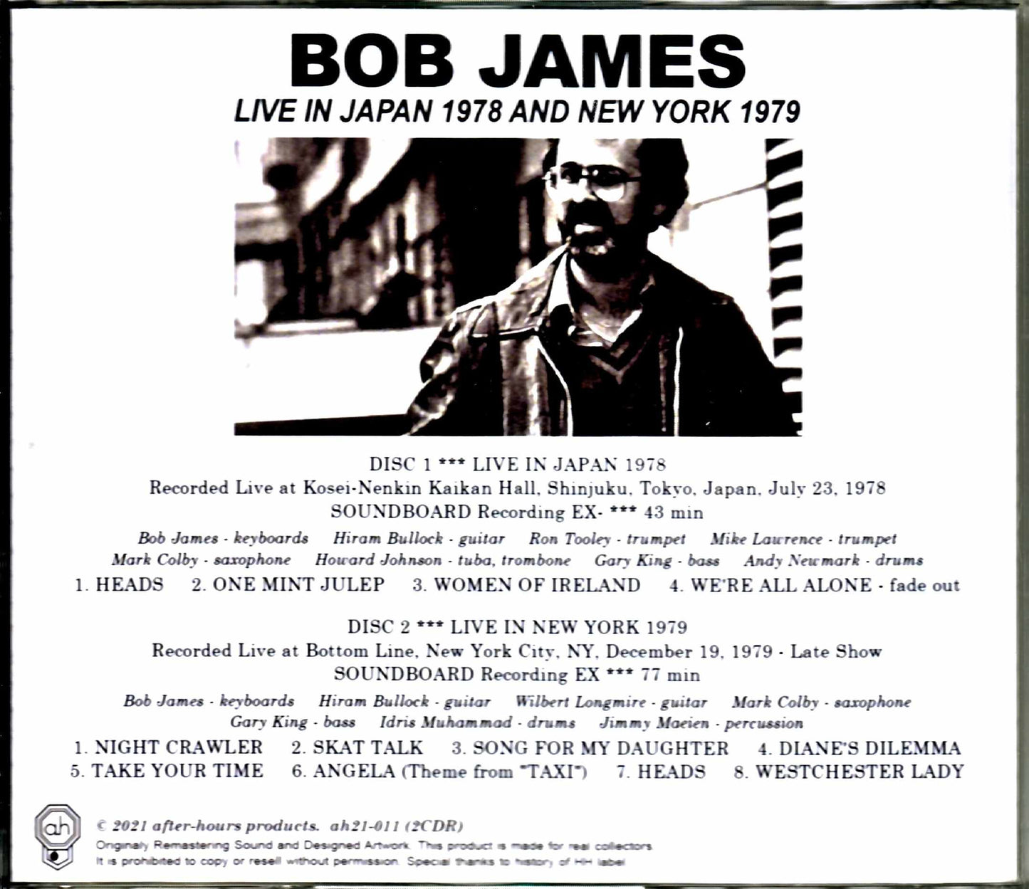 Bob James,Hiram Bullock/Tokyo,Japan 1978 & more