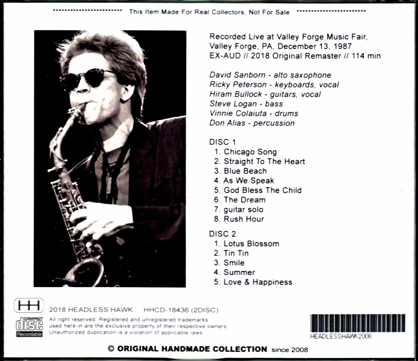 David Sanborn, Hiram Bullock/PA, USA 1987