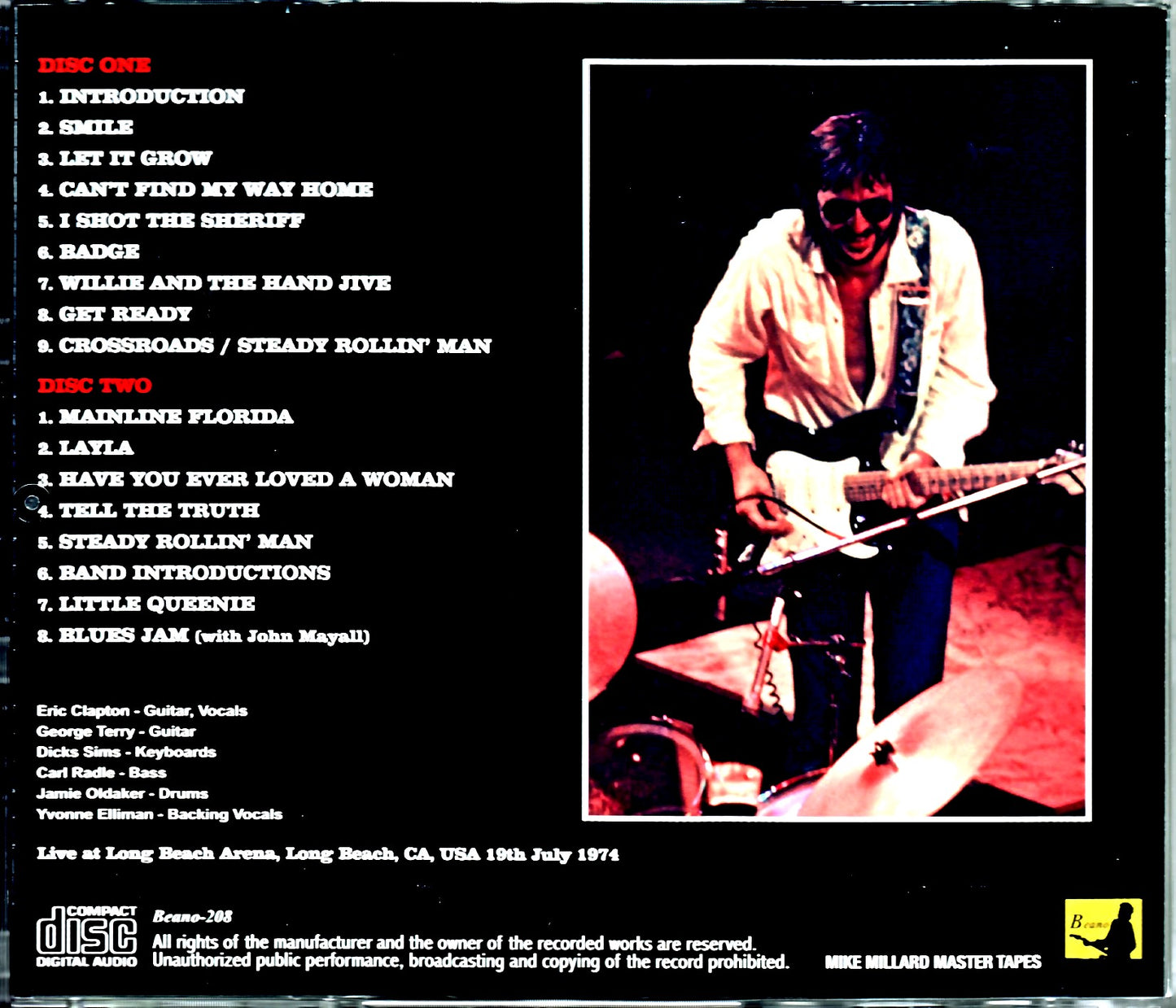 Eric Clapton/CA,USA 7.19.1974 Millard Master Tapes Upgrade