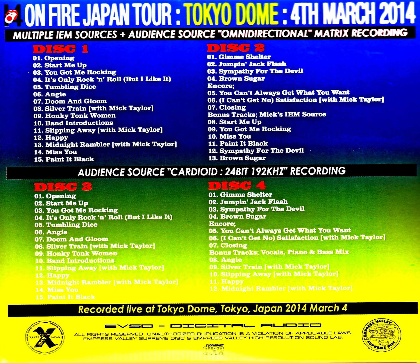 Rolling Stones/Tokyo Dome Performance Day 2 2014 Tokyo,Japan 3.4.2014 IEM Matrix 2Source