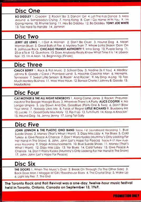 Various Artists Bo Diddley,Chuck Berry,Little Richard,John Lennon,Doors/Toronto Rock and Roll Revival 1969 Canada 1969