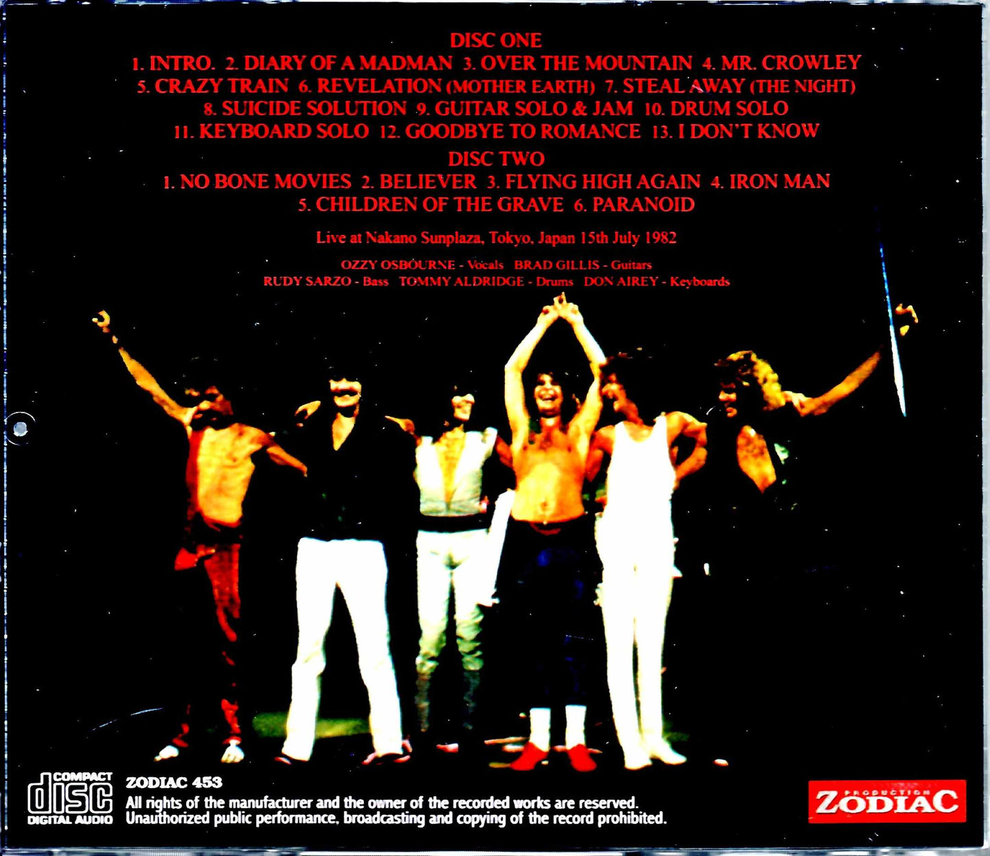 Ozzy Osbourne/Tokyo,Japan 7.15.1982 New Source