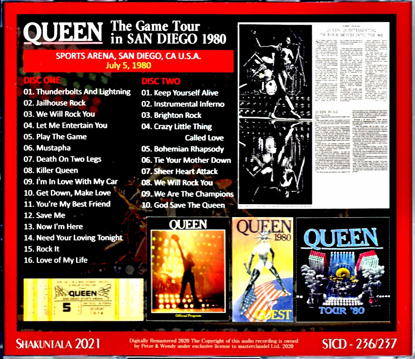 Queen/San Diego Performance 1980 CA,USA 7.5.1980