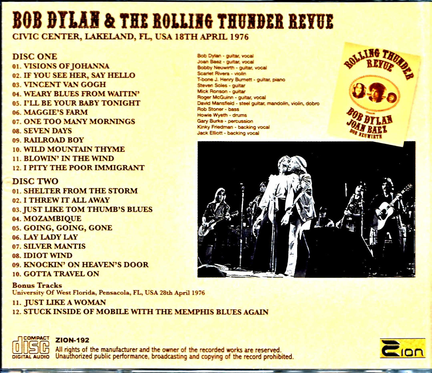 Bob Dylan,Joan Baez/FL,USA 1976 Upgrade & more