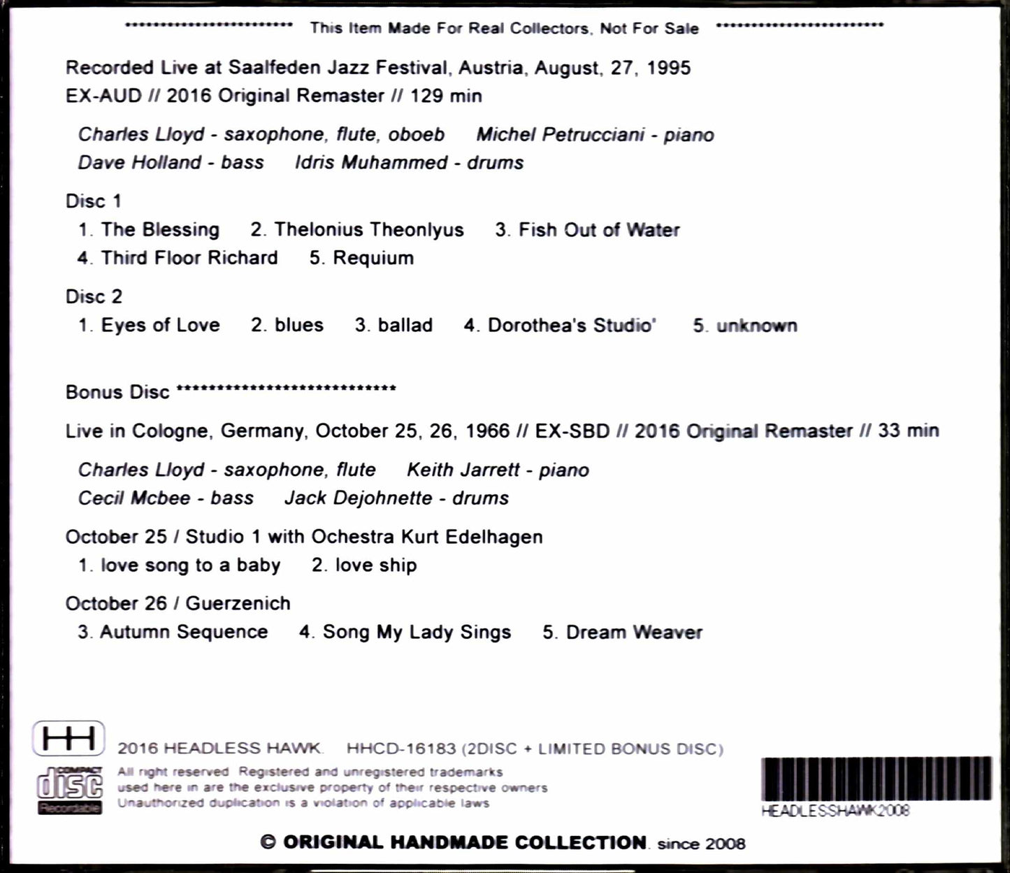 Charles Lloyd Quartet,Michel Petrucciani/Austria 1995 & more
