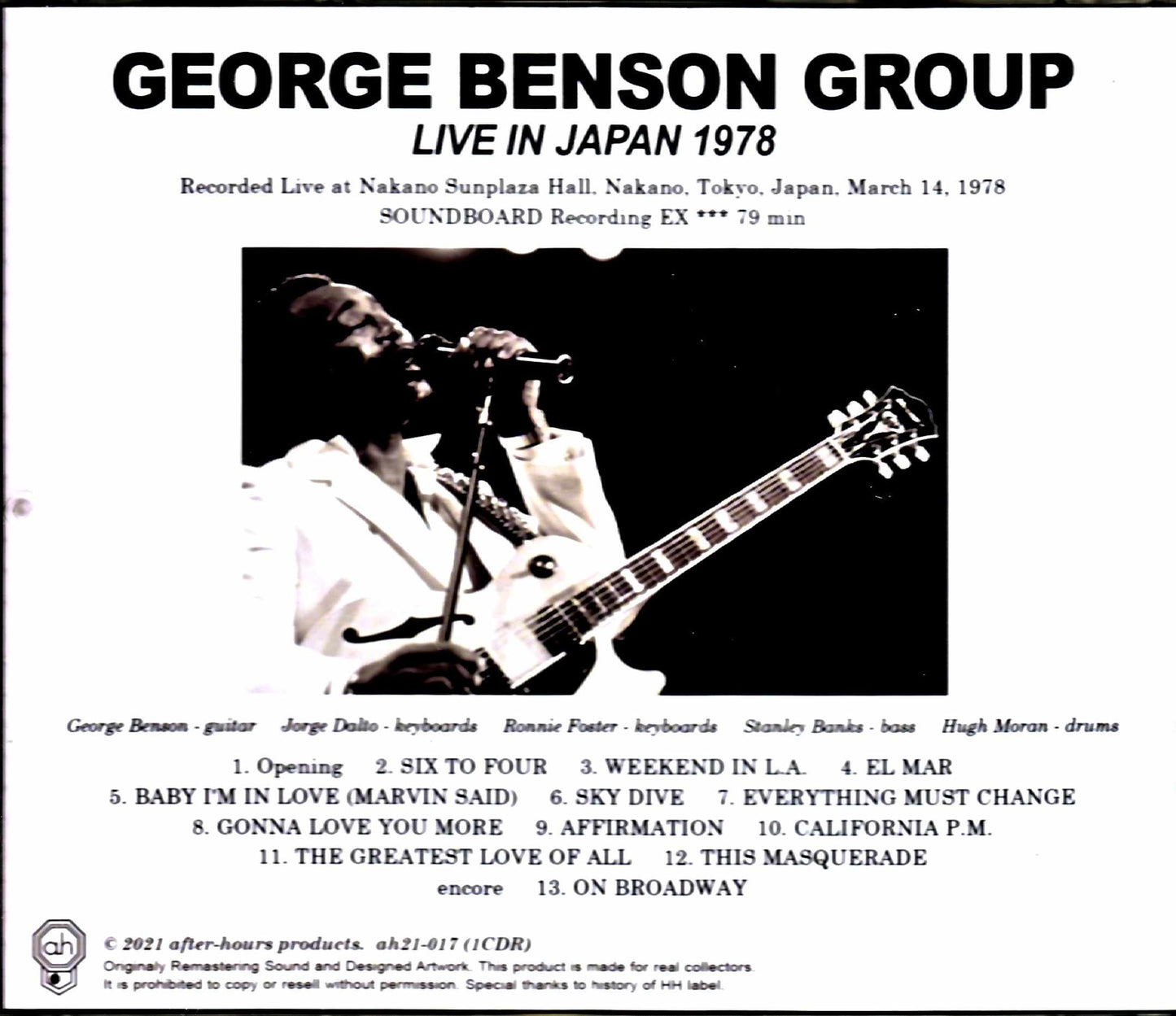 George Benson/Tokyo,Japan 1978