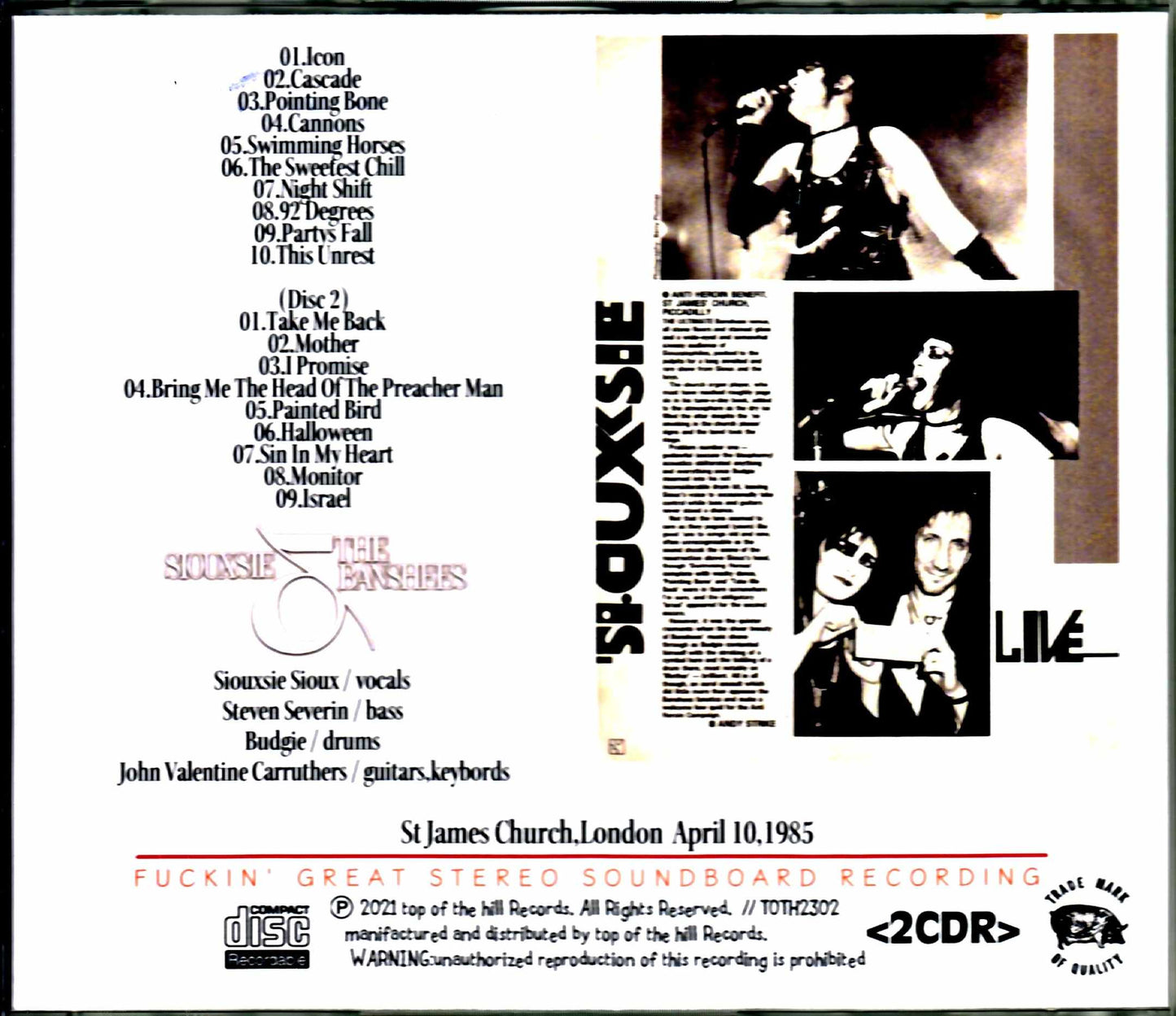 Siouxsie and the Banshees/London,UK 1985