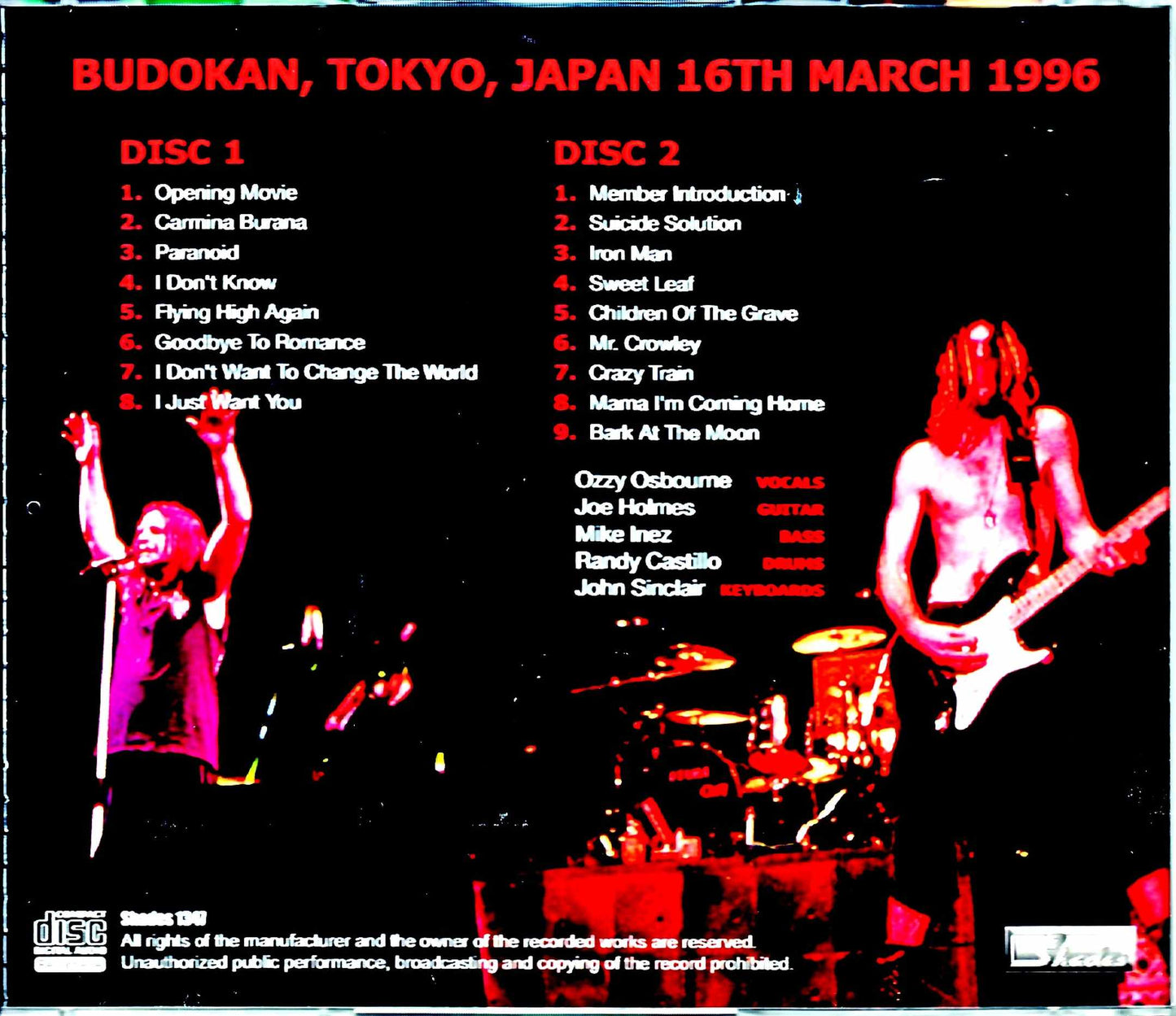 Ozzy Osbourne/Tokyo,Japan 3.16.1996